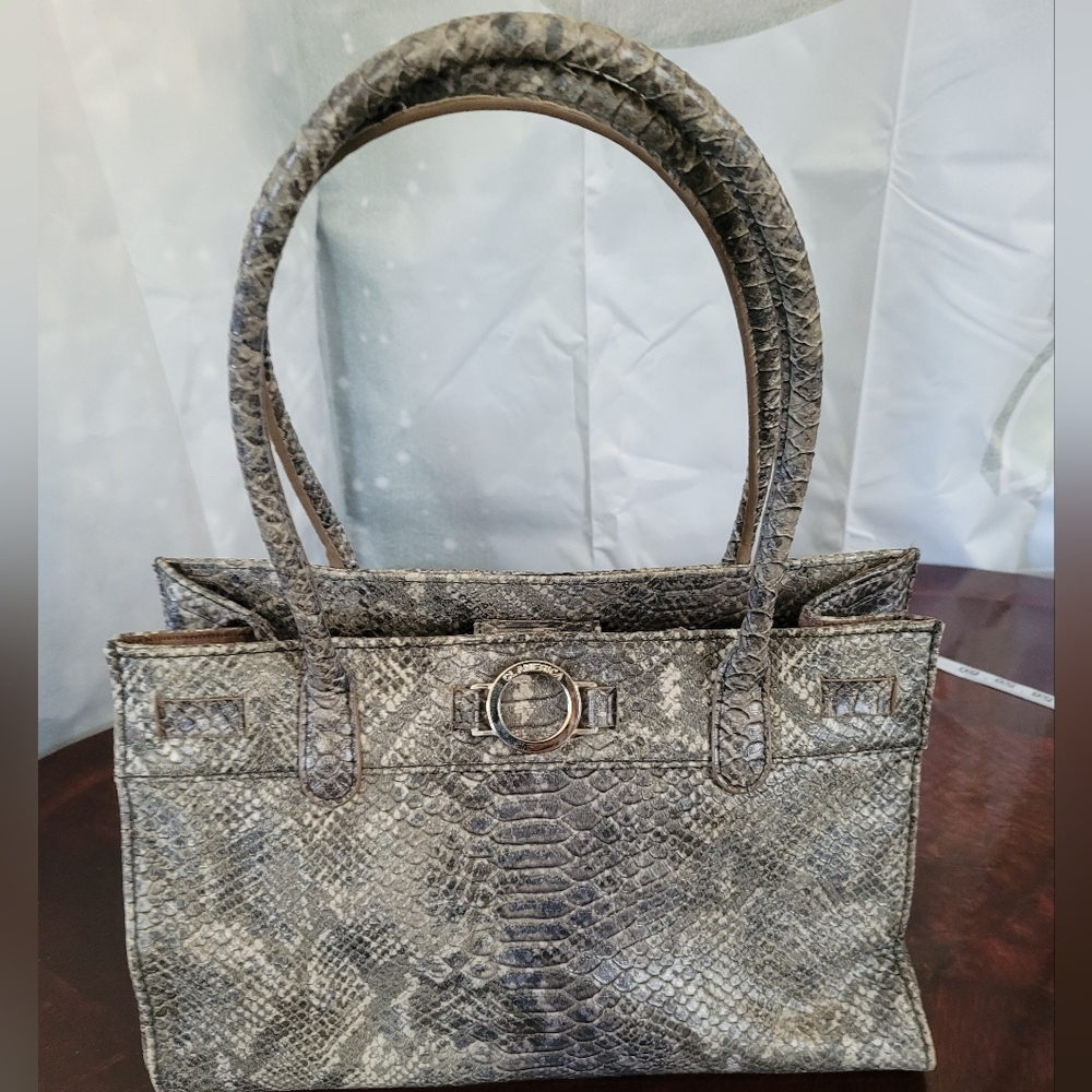 (3240) CL America gray Faux snakeskin satchel.Purse, Bag,